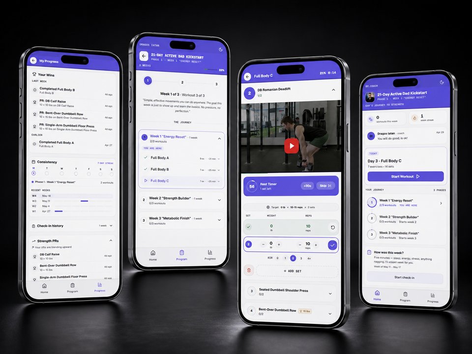 bycoach client app — phone-native coaching experience